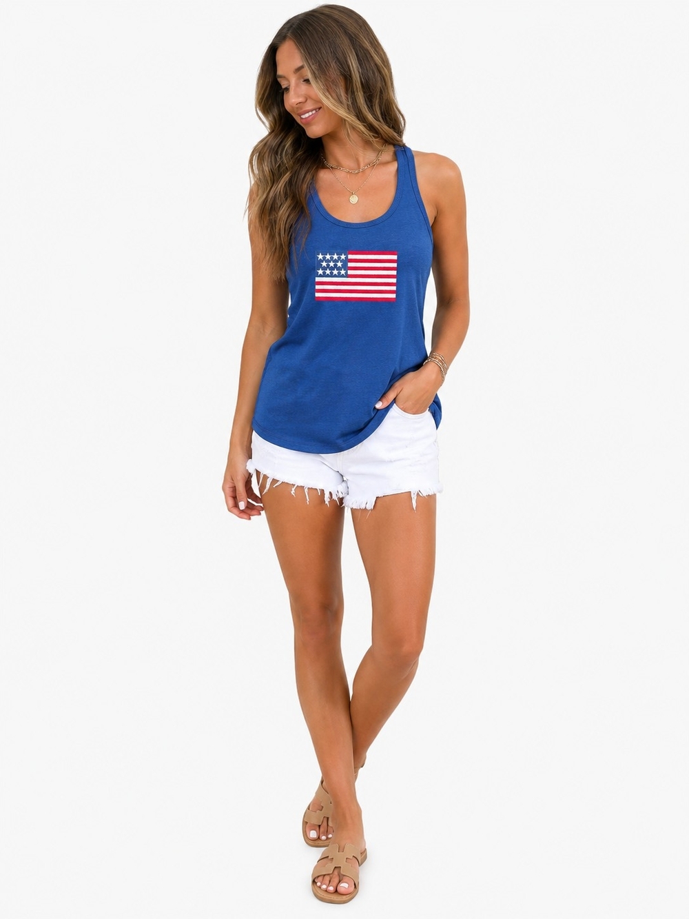 Women's Blue Flag Graphic Tank Top